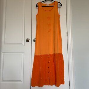 Johnny Was T-shirt Sleeveless Tank Maxi Dress 100% Cotton Orange Size M